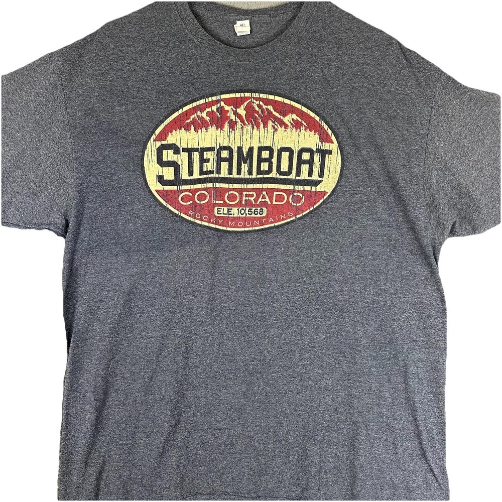 Jerzees Steamboat Colorado Shirt Mens XL Blue Short  Sleeve Fade  Graphic Tee